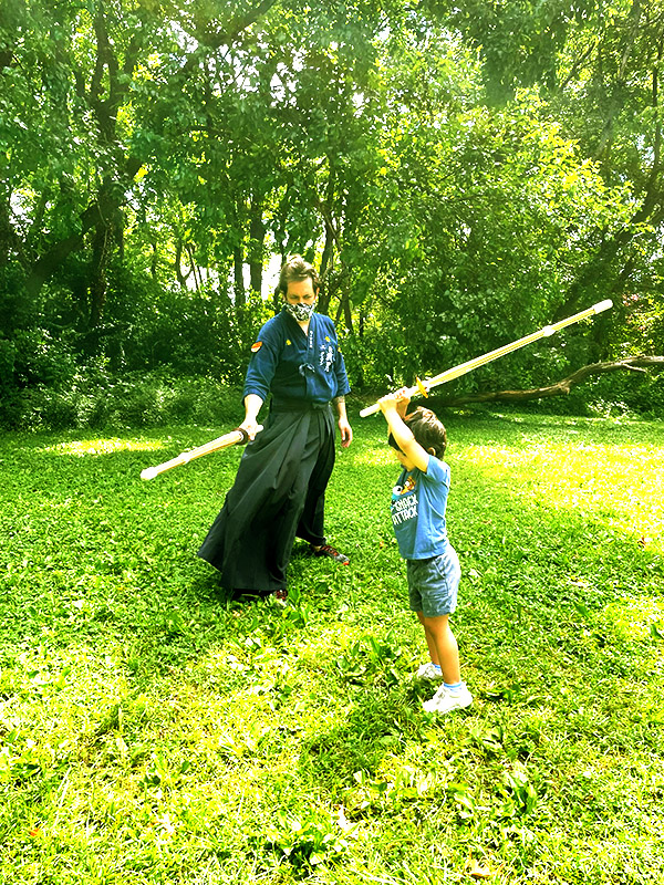 Guzman and his son training